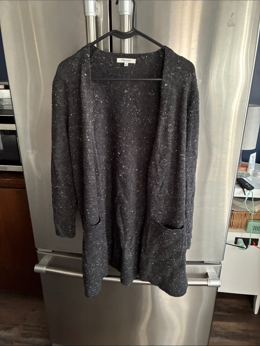Madewell Black Speckled Open-Front Cardigan